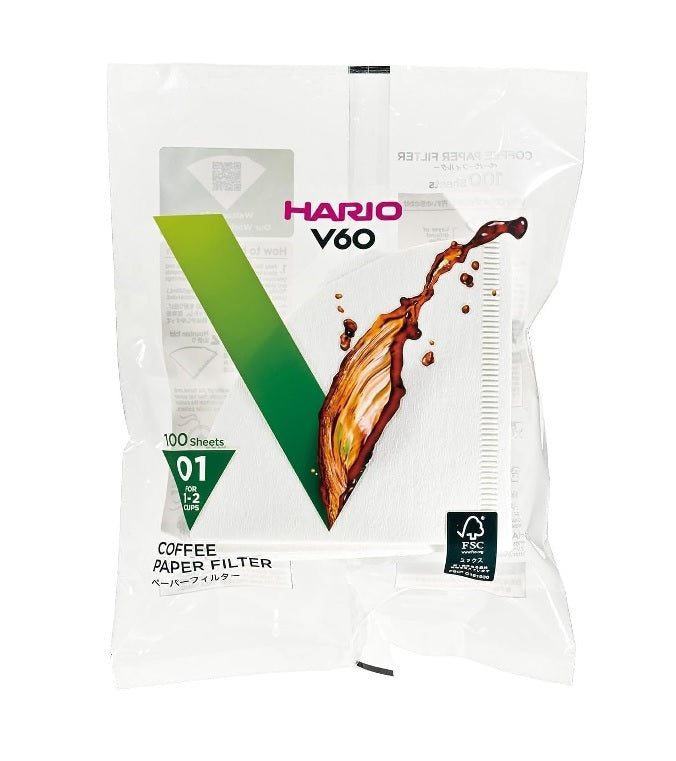 Filtro de papel Hario V60 branco tamanho 01 com 100 unidades